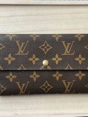 Louis Vuitton Monogram Canvas Long Wallet in Brown and Gold